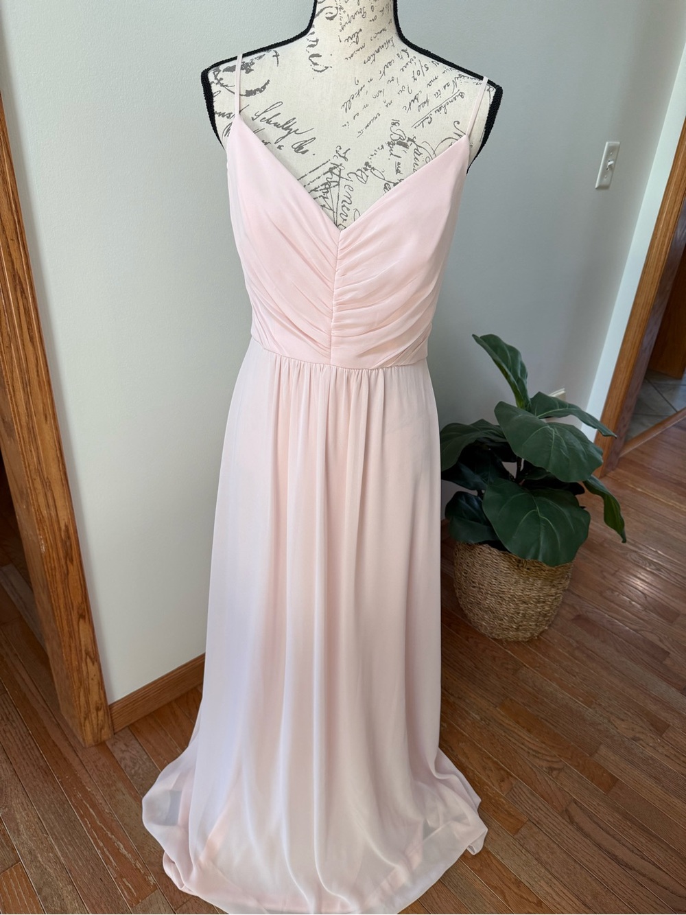 Bill Levkoff Blush Pink Chiffon Bridesmaid Dress Size 8 Floor Length Formal Gown